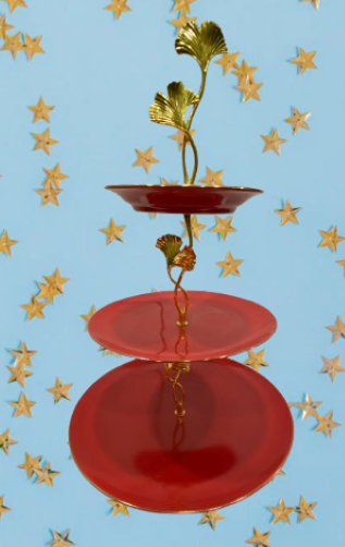 সেরামিক তিন স্তরের ফল ও কেক রাখার স্ট্যান্ড European-style