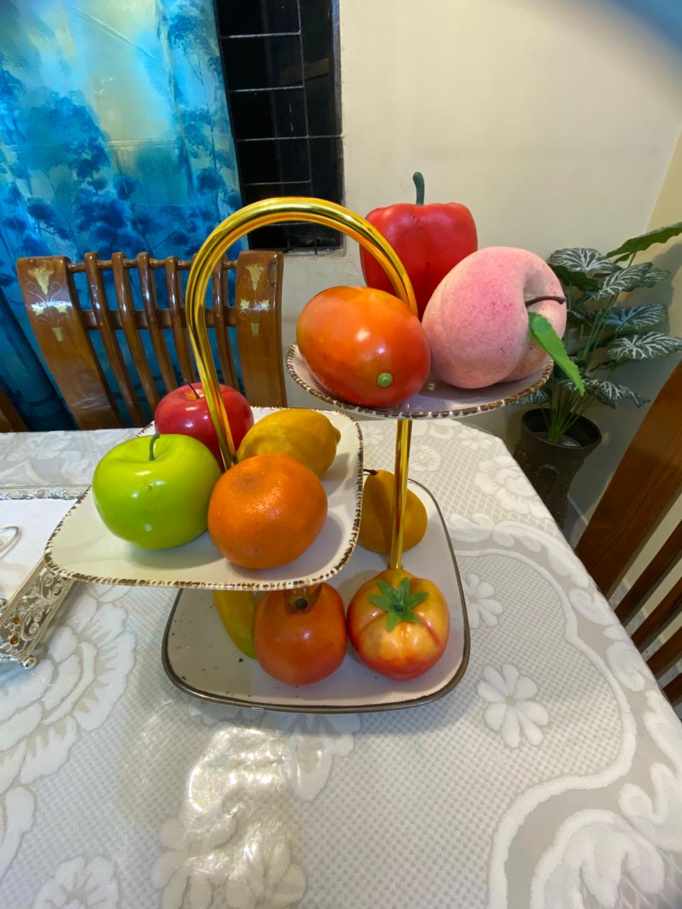 সেরামিক তিন স্তরের ফল ও কেক রাখার স্ট্যান্ড European-Square-A1