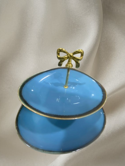 সেরামিক দুই স্তরের ফল ও কেক রাখার স্ট্যান্ড BLK