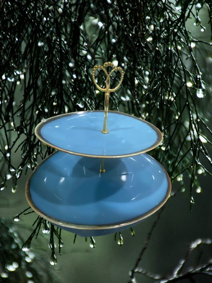 সেরামিক দুই স্তরের ফল ও কেক রাখার স্ট্যান্ড BLQ