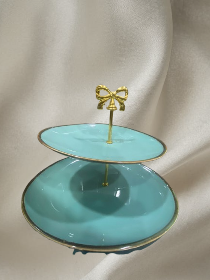 সেরামিক দুই স্তরের ফল ও কেক রাখার স্ট্যান্ড GRK