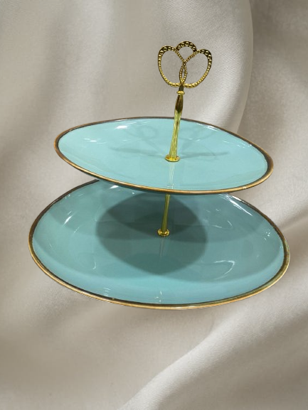 সেরামিক দুই স্তরের ফল ও কেক রাখার স্ট্যান্ড GRQ