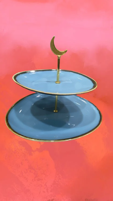 সেরামিক দুই স্তরের ফল ও কেক রাখার স্ট্যান্ড BLM
